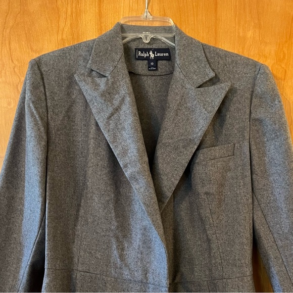 Ralph Lauren Wool Coat With Belt Gray Vintage Blue Label Made USA Size 10 FLAW - Picture 10 of 16